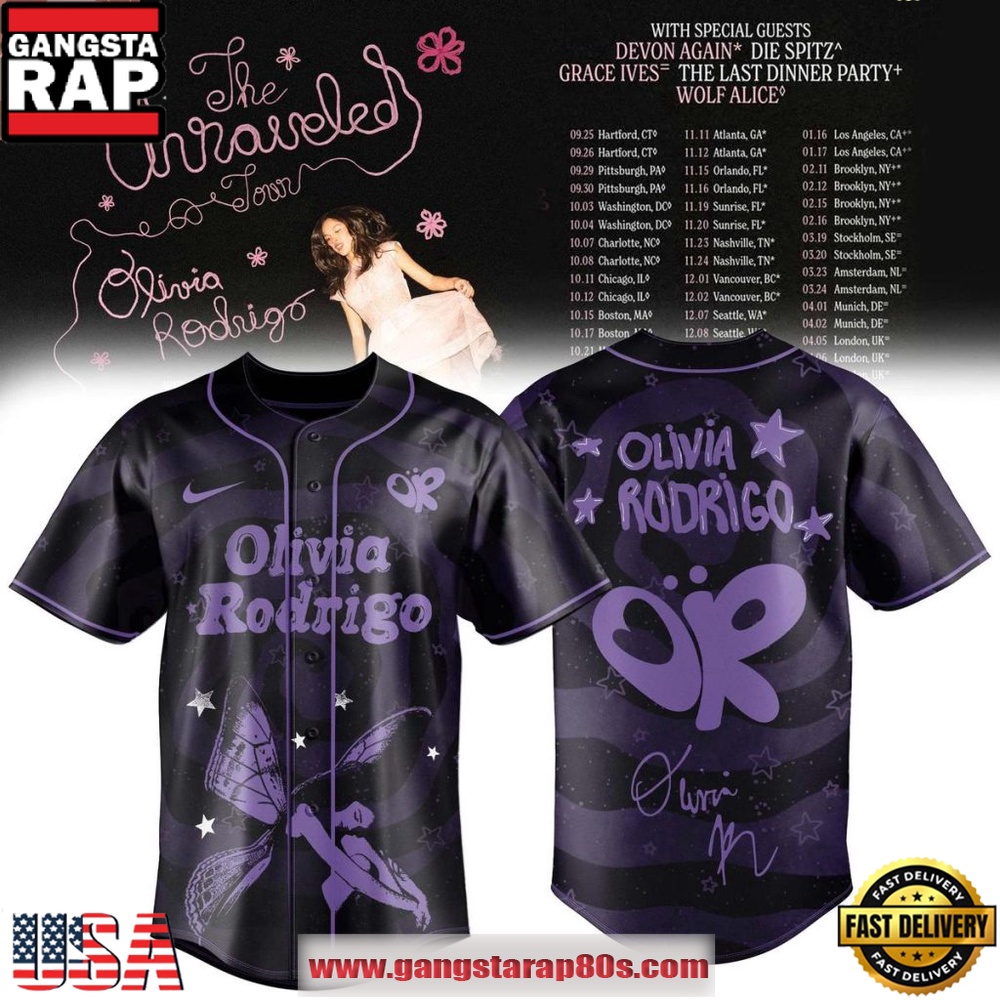 Olivia Rodrigo The Unraveled Tour 2026 Limited Edition Baseball Jersey Olivia Rodrigo The Unraveled Tour 2026 Limited Edition Baseball Jersey