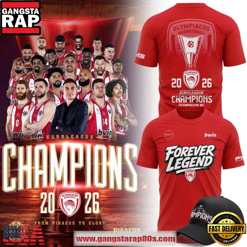 Olympiacos B.C. EuroLeague Champions 2026 Forever Legend Special T-Shirt Olympiacos B.C. EuroLeague Champions 2026 Forever Legend Special T-Shirt