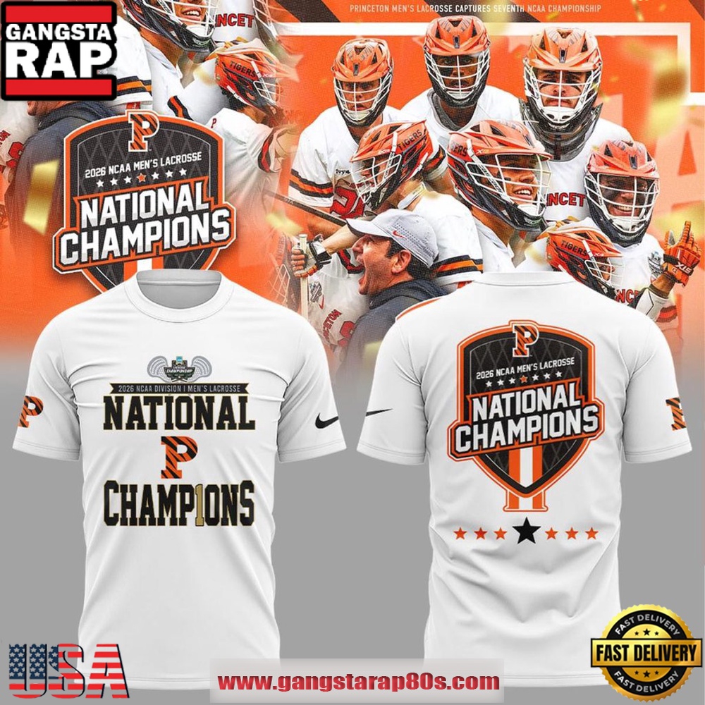 Princeton Tigers NCAA Division I Men’s Lacrosse National Champion New 2026 Version White T Shirt