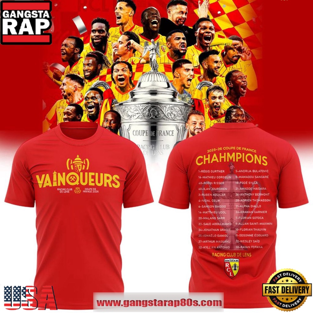 Racing Club de Lens 2025-26 Coupe de France Champions Trophy New Design T-Shirt Racing Club de Lens 2025-26 Coupe de France Champions Trophy New Design T-Shirt