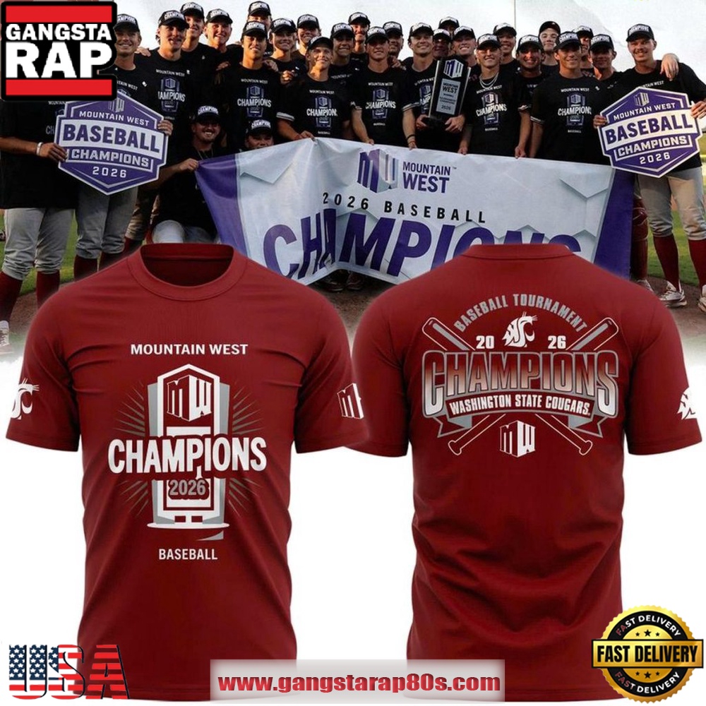 Washington State Cougars 2026 Mountain West Baseball Champions Unisex 3D Shirt Washington State Cougars 2026 Mountain West Baseball Champions Unisex 3D Shirt