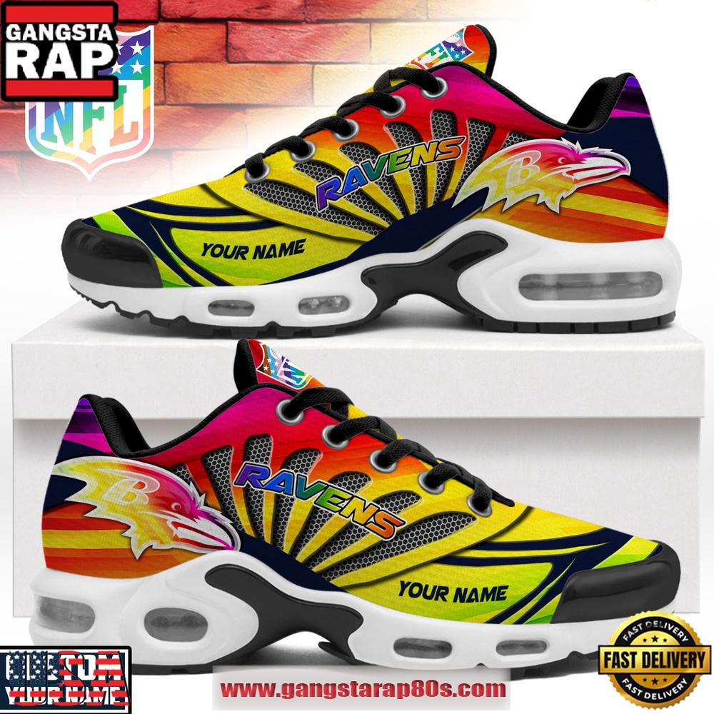 Custom Name Baltimore Ravens NFL Pride Month Air Max Plus Shoes For Fans