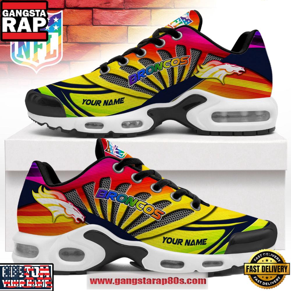 Custom Name Denver Broncos NFL Pride Month Air Max Plus Shoes For Fans