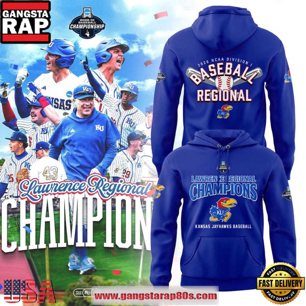 Kansas Jayhawks Baseball Lawrence Regional Champions 2026 Championship Celebration Hoodie