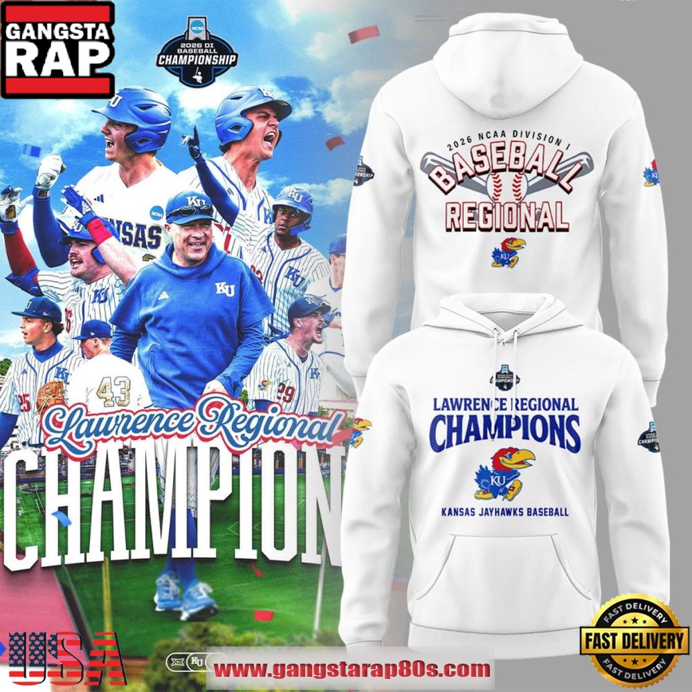 Kansas Jayhawks Baseball Lawrence Regional Champions 2026 Championship Celebration White Hoodie