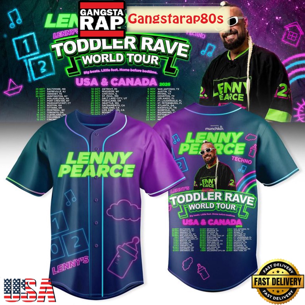 Lenny Pearce Toddler Rave World Tour 2026 Baseball Jersey Lenny Pearce Toddler Rave World Tour 2026 Baseball Jersey