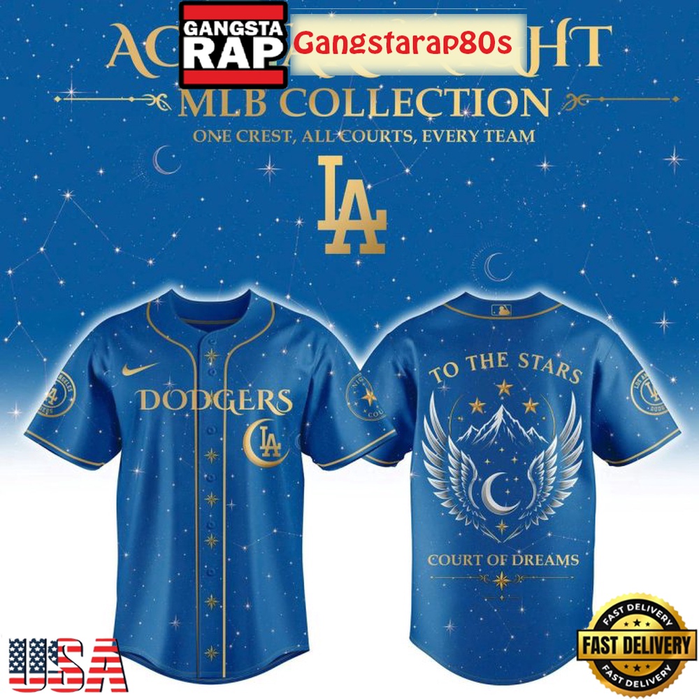 Los Angeles Dodgers x Acotar Night To The Stars Court Of Dreams Baseball Jersey Los Angeles Dodgers x Acotar Night To The Stars Court Of Dreams Baseball Jersey