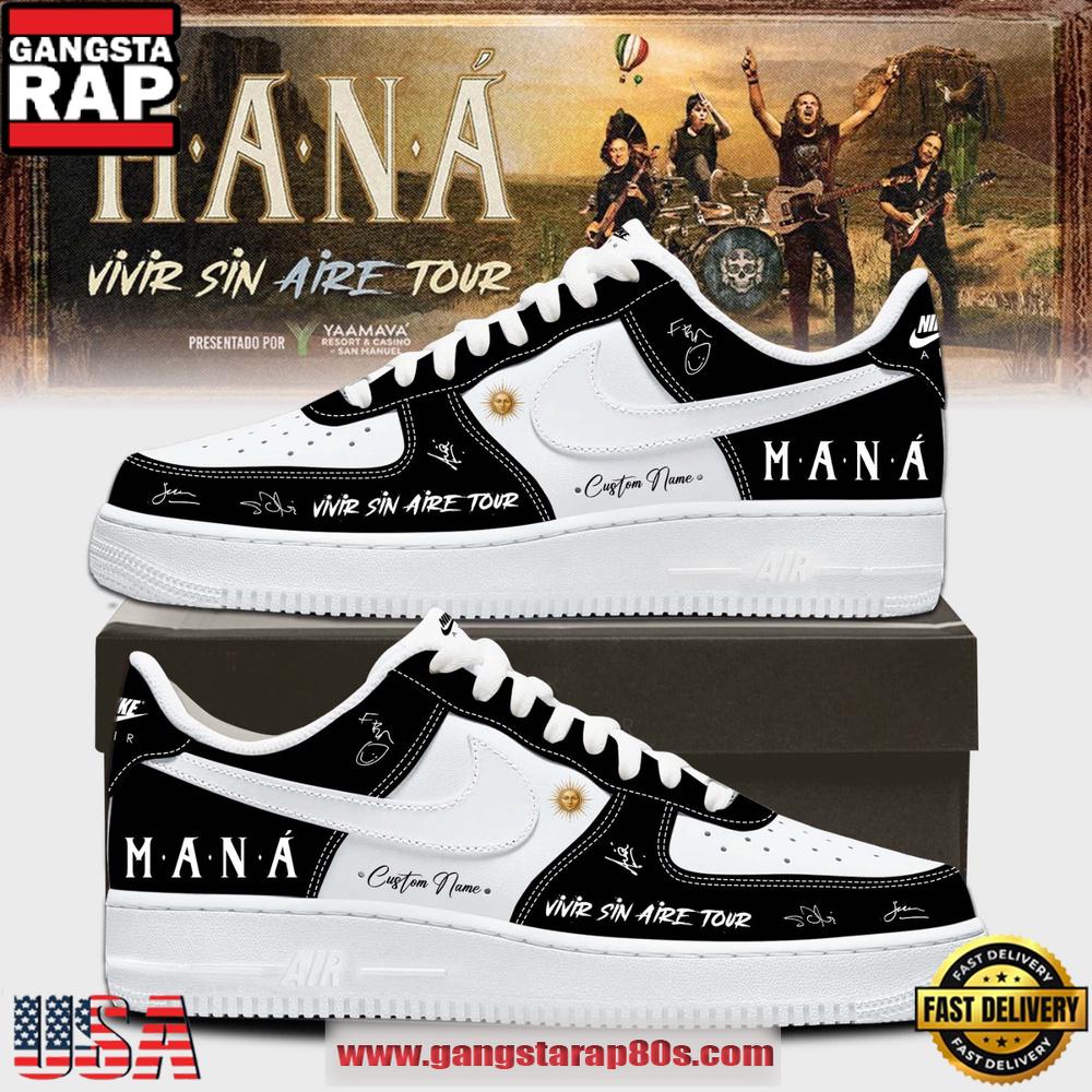 Custom Mana Vivir Sin Aire Tour 2026 Signature Black Air Force 1 Shoes Running Sneakers Custom Mana Vivir Sin Aire Tour 2026 Signature Black Air Force 1 Shoes Running Sneakers