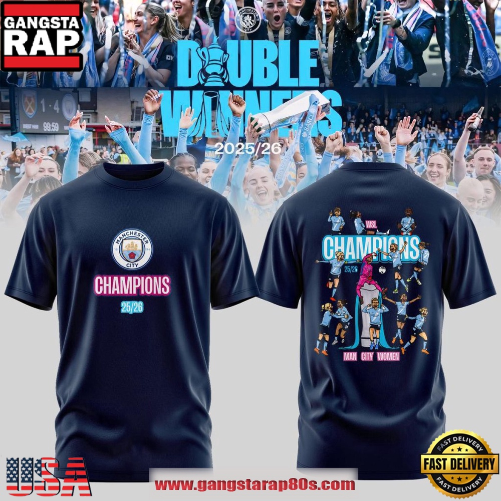 Manchester City FC Women Double Winners 2025-26 Limited Edition T-Shirt