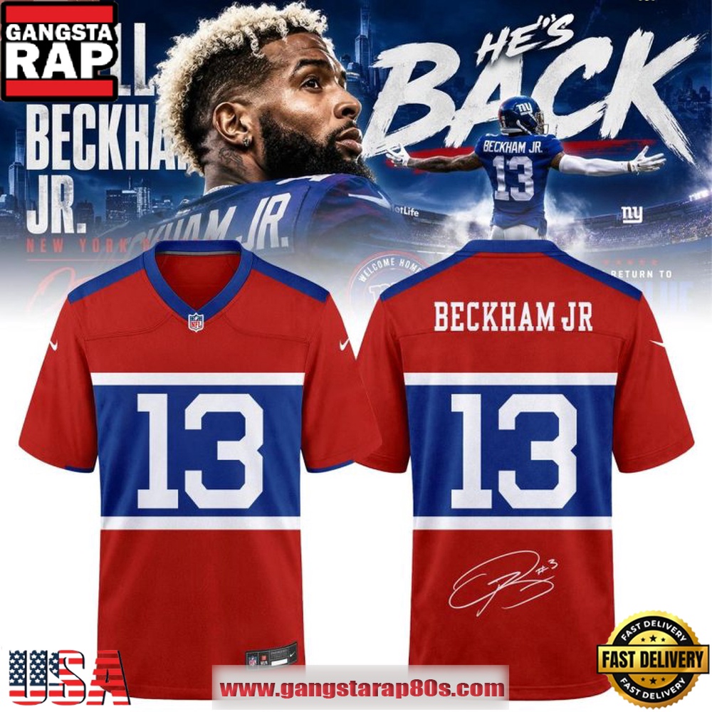 New York Giants 2026 Odell Beckham Jr. Signature Sports Graphic Football Jersey