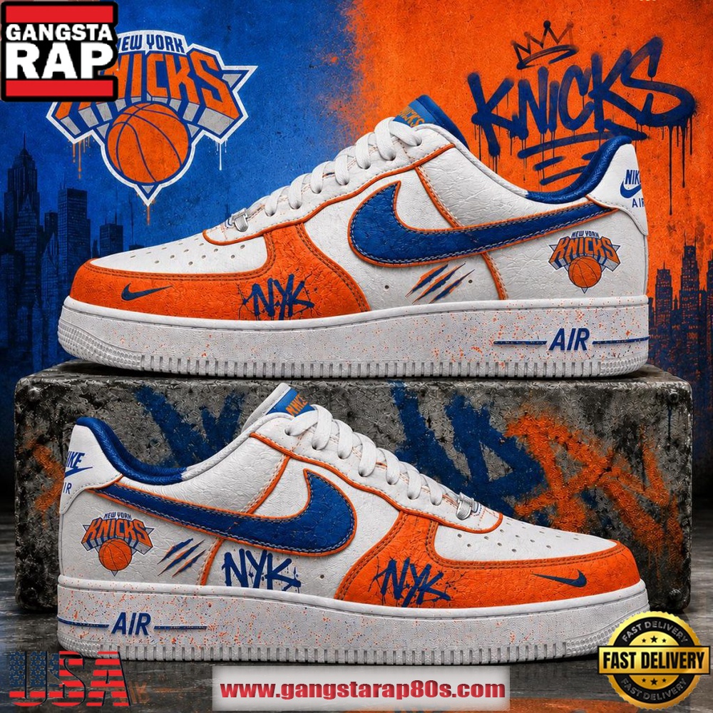 New York Knicks Graffiti Art 2026 Nike Air Force 1 Sneakers Shoes