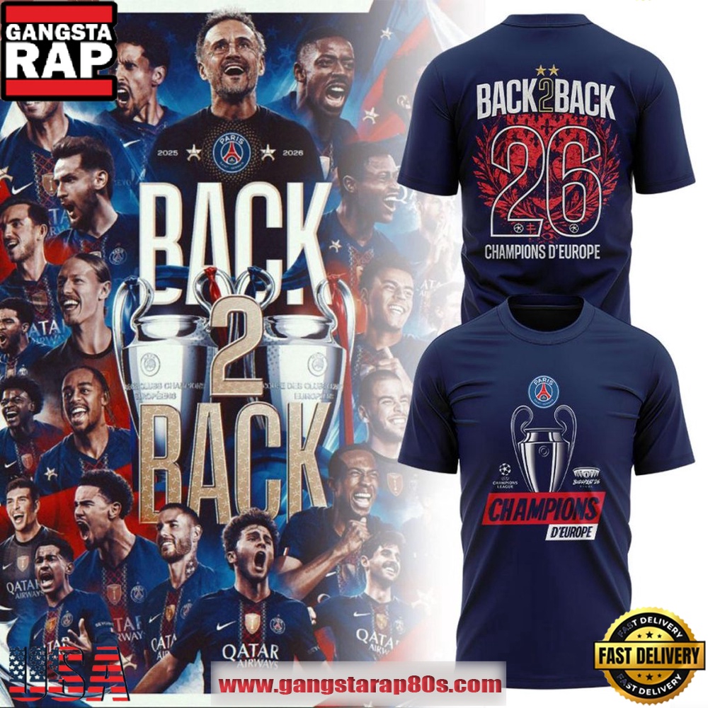 Paris Saint-Germain European Champions 2026 Back 2 Back Special Edition T Shirt