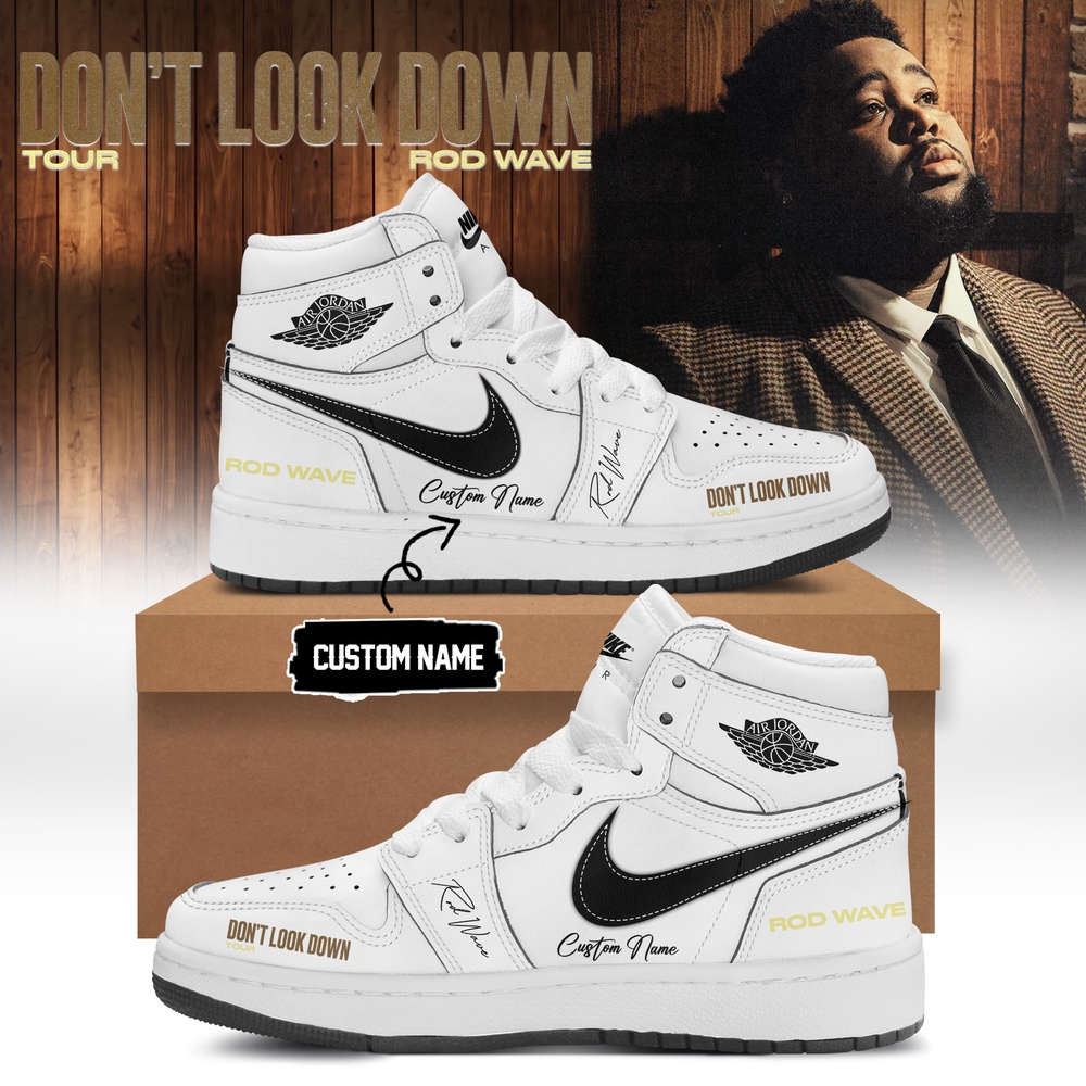 Rod Wave Don’t Look Down Tour 2026 Limited Edition Signature White Air Jordan 1 Shoes