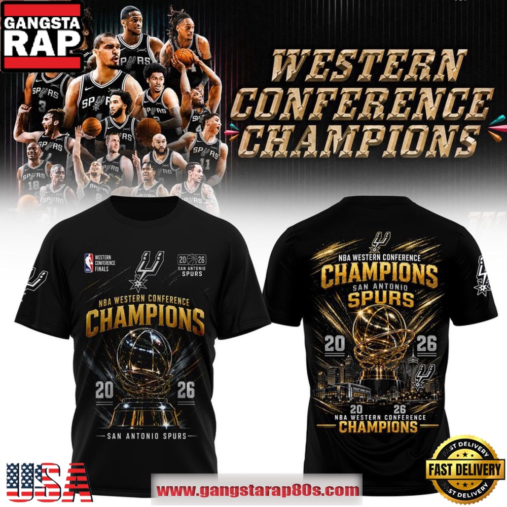 San Antonio Spurs 2026 Western Conference Champions Finals Golden NBA Playoffs Fan T-Shirt