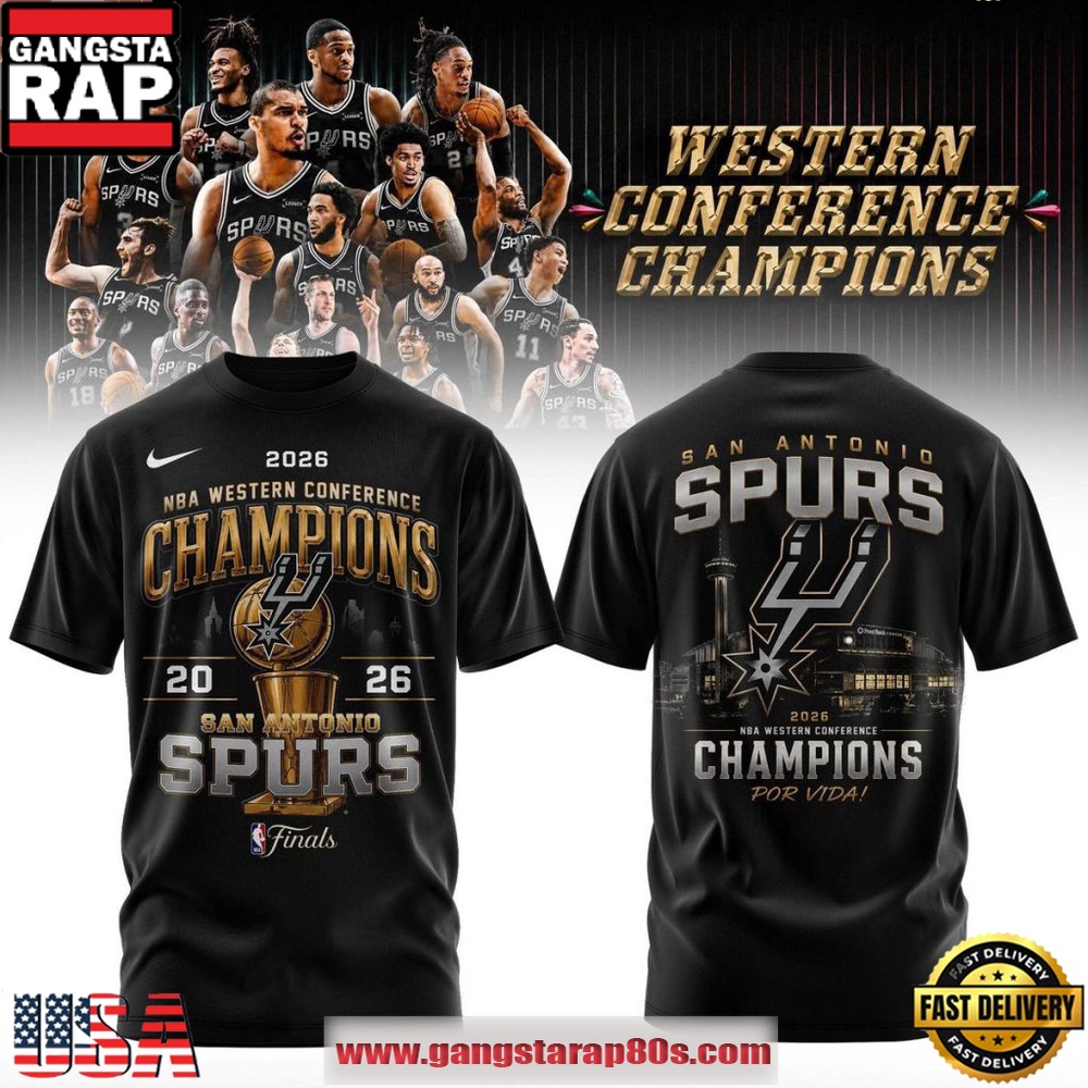 San Antonio Spurs Por Vida Basketball Team Western Conference Champions 2026 T Shirt