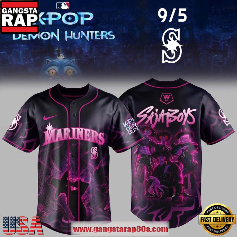 Seattle Mariners x Saja Boys K-Pop Demon Hunters Night 2026 Baseball Jersey Seattle Mariners x Saja Boys K-Pop Demon Hunters Night 2026 Baseball Jersey
