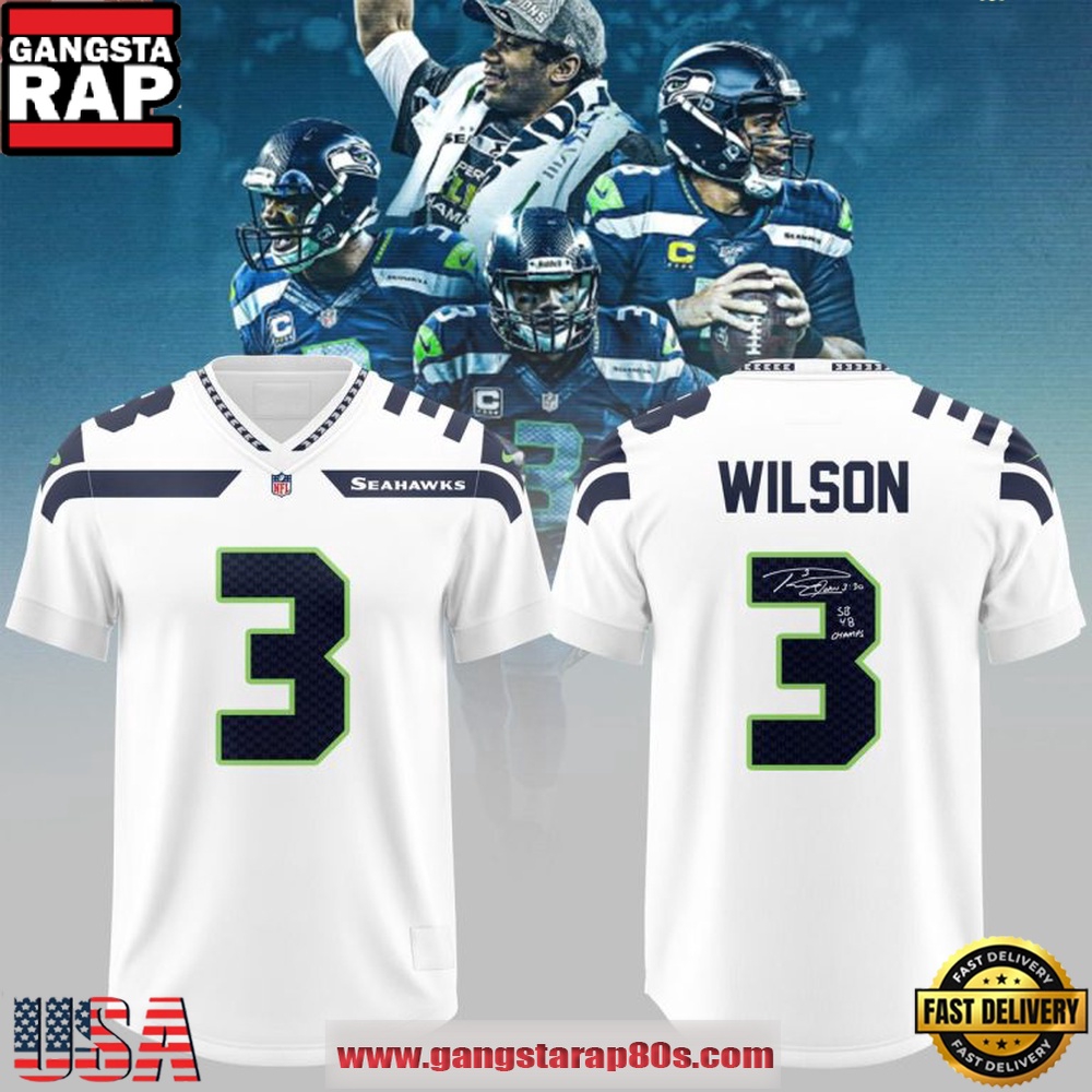 Seattle Seahawks 2026 Russell Wilson #3 Fan Apparel Vintage Football Jersey
