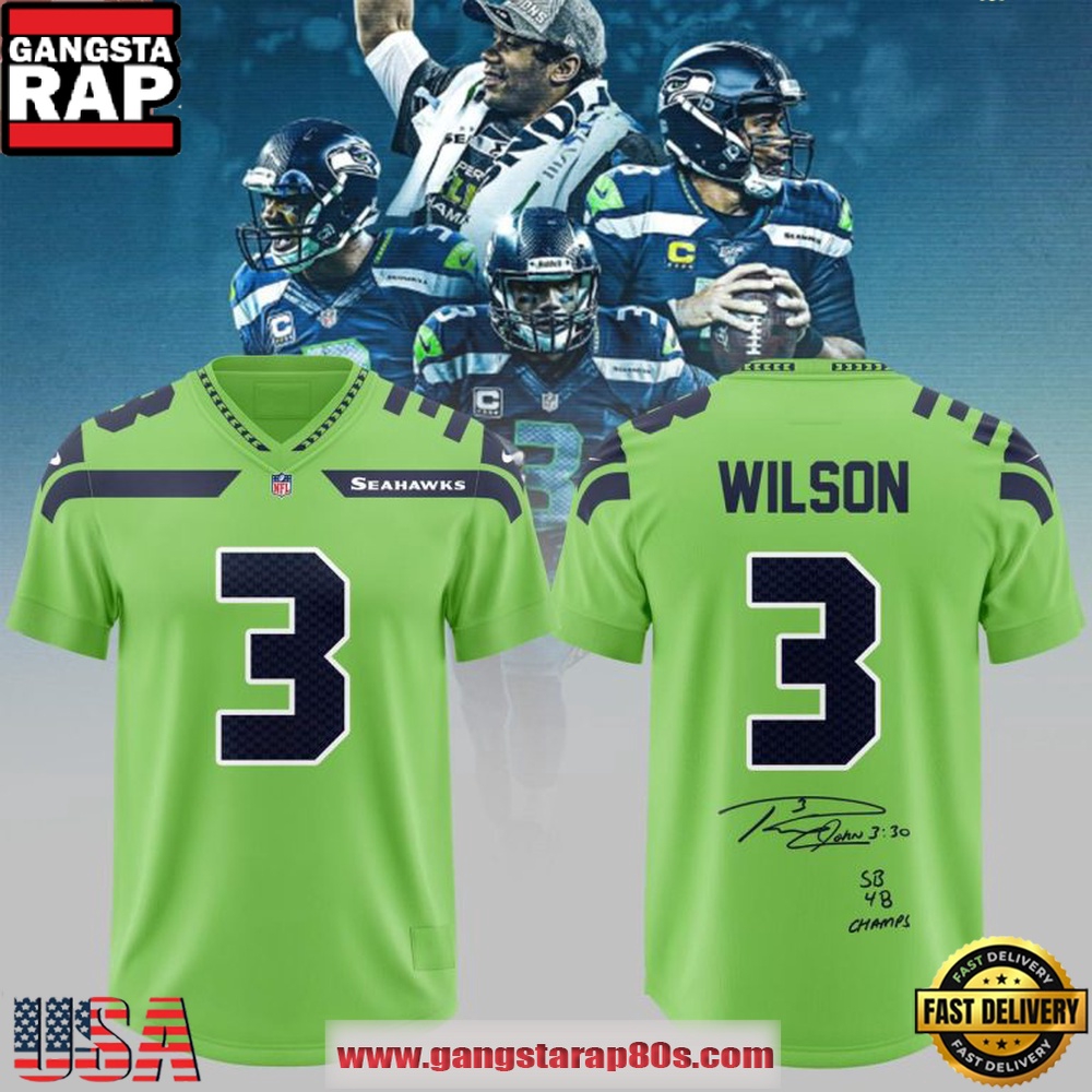 Seattle Seahawks 2026 Russell Wilson 3 Signature Game Day Football Jersey