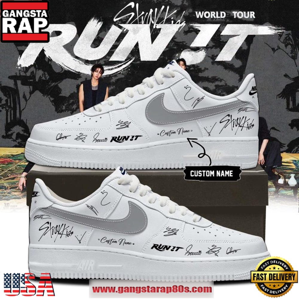 Stray Kids World Tour Run It 2026 Custom White Air Force 1 Running Shoes