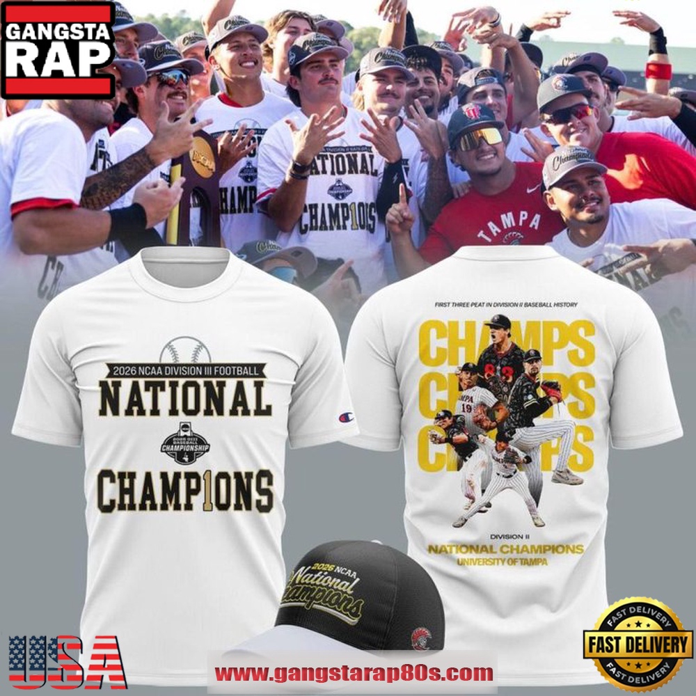 Tampa Spartans Baseball 2026 Division II National Champions Back-2-Back-2-Back T Shirt