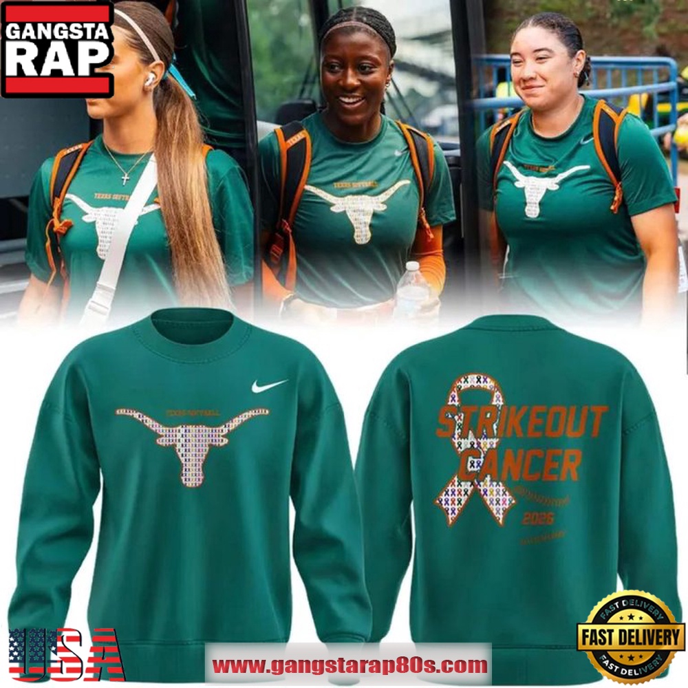 Texas Longhorns Softball 2026 Strikeout Cancer Inspirational Sports Sweatshirt