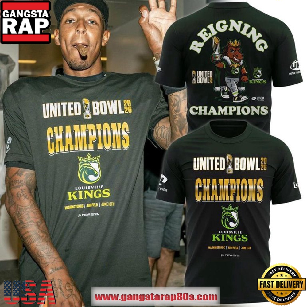 United Bowl Champions Louisville Kings 2026 Mascot Reigning Champions T Shirt United Bowl Champions Louisville Kings 2026 Mascot Reigning Champions T Shirt