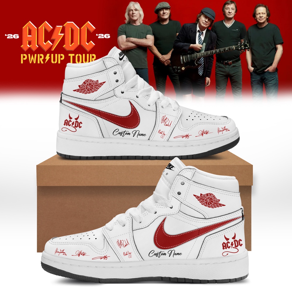 ACDC Power Up Tour 2026 Limited Edition Signature White Air Jordan 1 Shoes