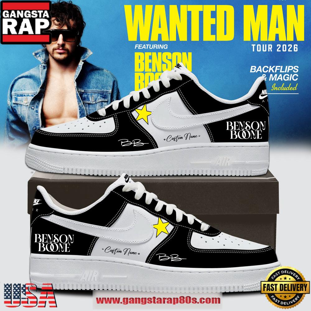 Benson Boone Wanted Man Tour 2026 Signature Black Air Force 1 Shoes
