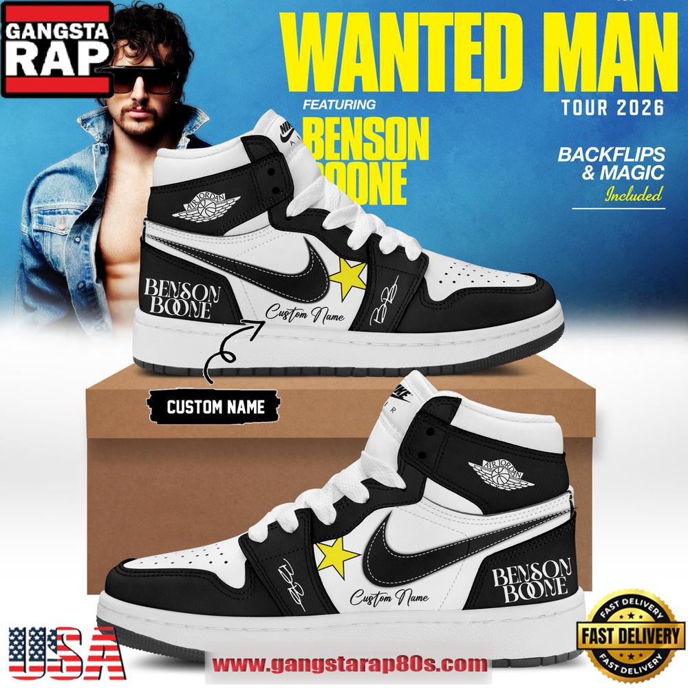 Benson Boone Wanted Man Tour 2026 Signature Black Air Jordan 1 Shoes