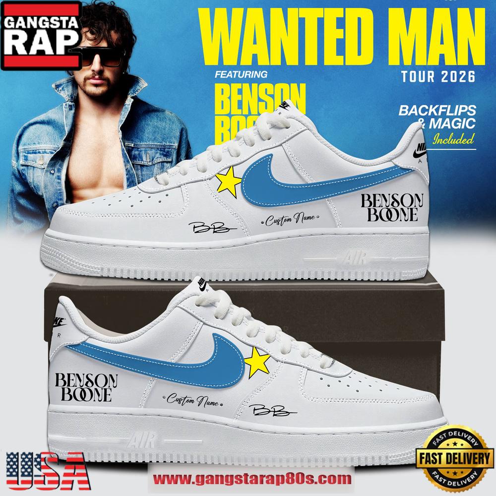 Benson Boone Wanted Man Tour 2026 Signature White Air Force 1 Shoes
