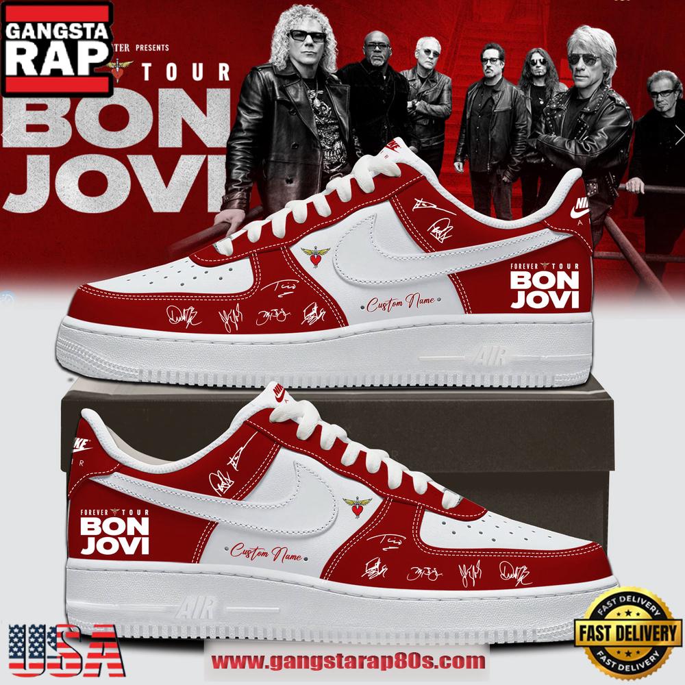 BON JOVI Forever Tour 2026 Signature Collection Red Custom Air Force 1 Sneakers Shoes