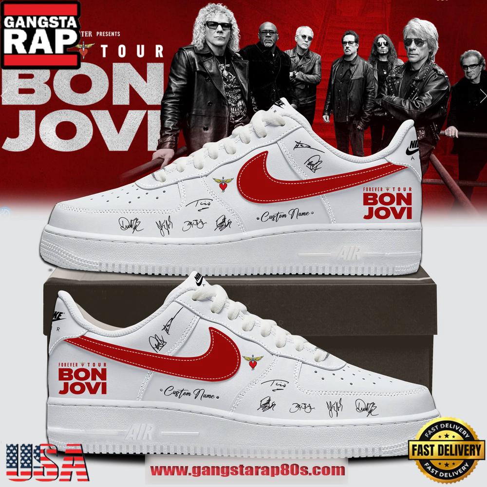 BON JOVI Forever Tour 2026 Signature Collection White Custom Air Force 1 Sneakers Shoes