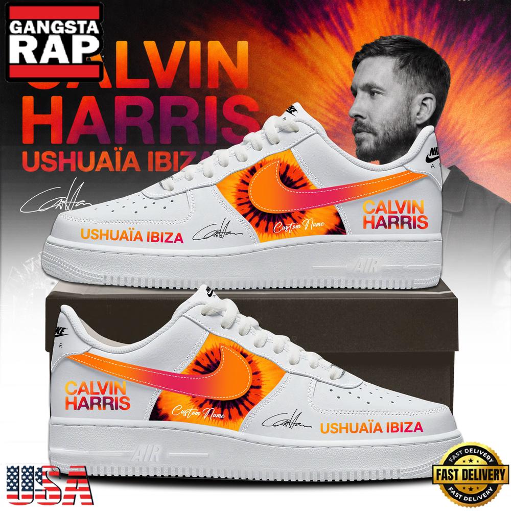 Calvin Harris Ushuaia Ibiza 2026 Signature White Custom Air Force 1 Sneakers Shoes