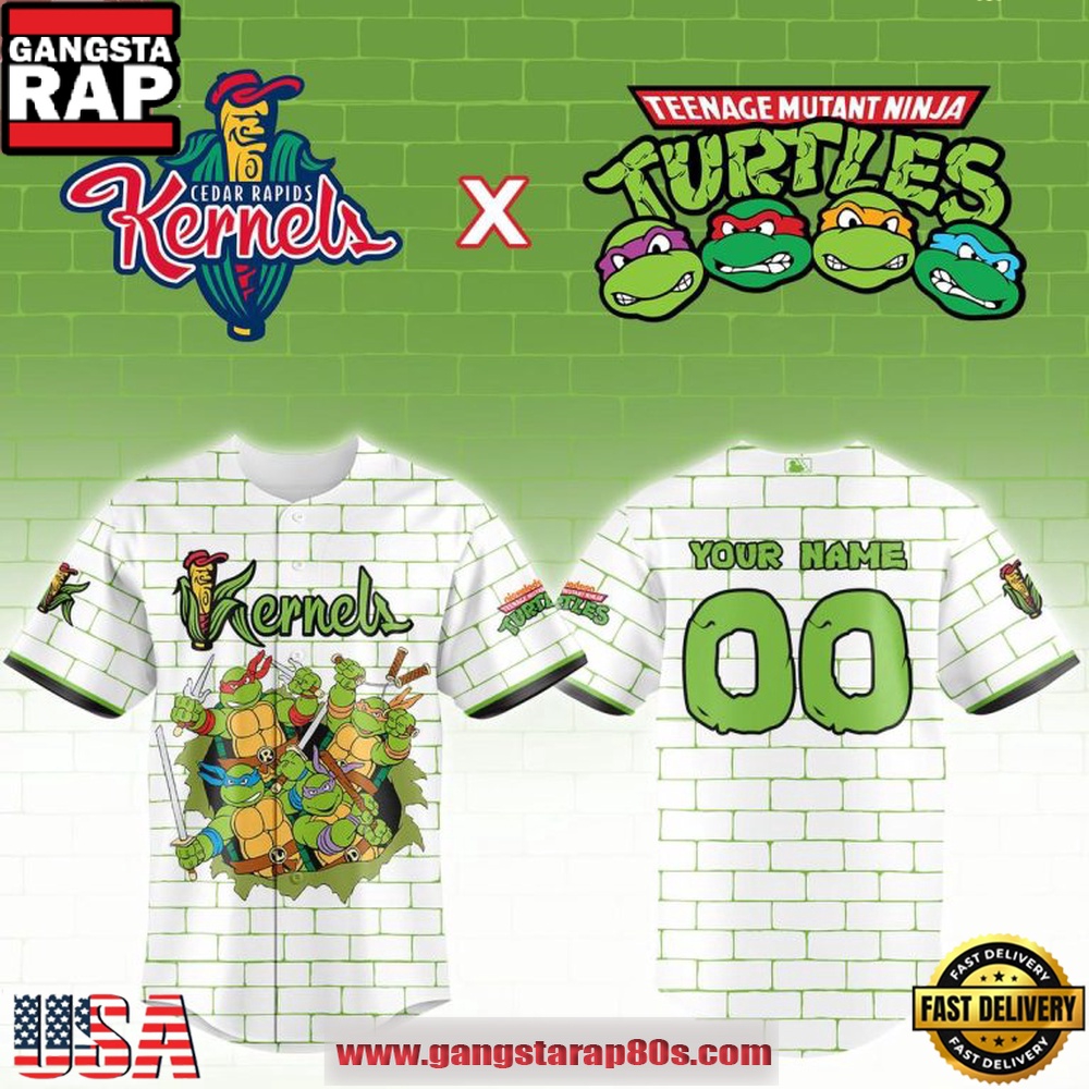 Cedar Rapids Kernels x Teenage Mutant Ninja Turtles 2026 Custom Baseball Jersey