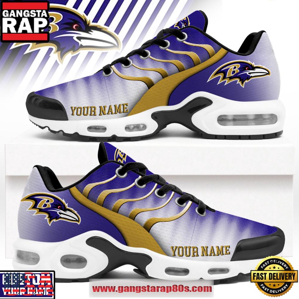 Custom Name Baltimore Ravens NFL Endzone Runner Air Max Plus Shoes