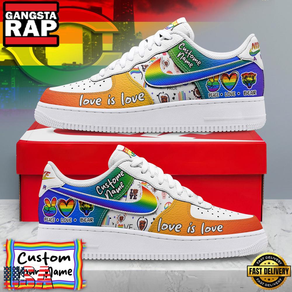 Custom Name Chicago Bears NFL Team Air Force 1 Shoes For Fans