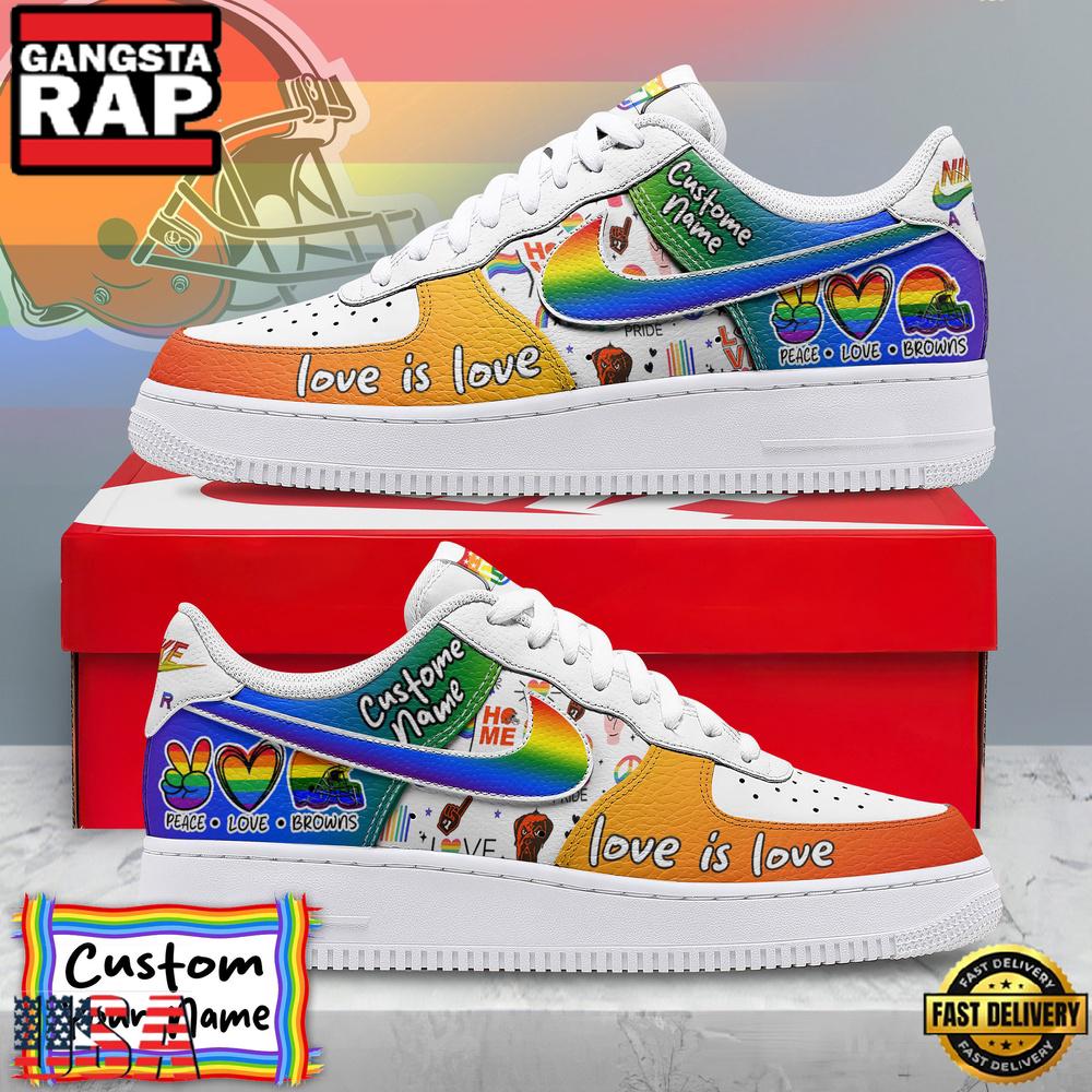 Custom Name Cleveland Browns NFL Team Air Force 1 Shoes For Fans