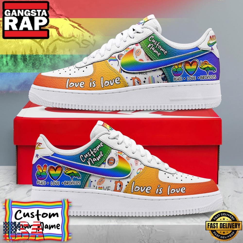 Custom Name Denver Broncos NFL Team Air Force 1 Shoes For Fans