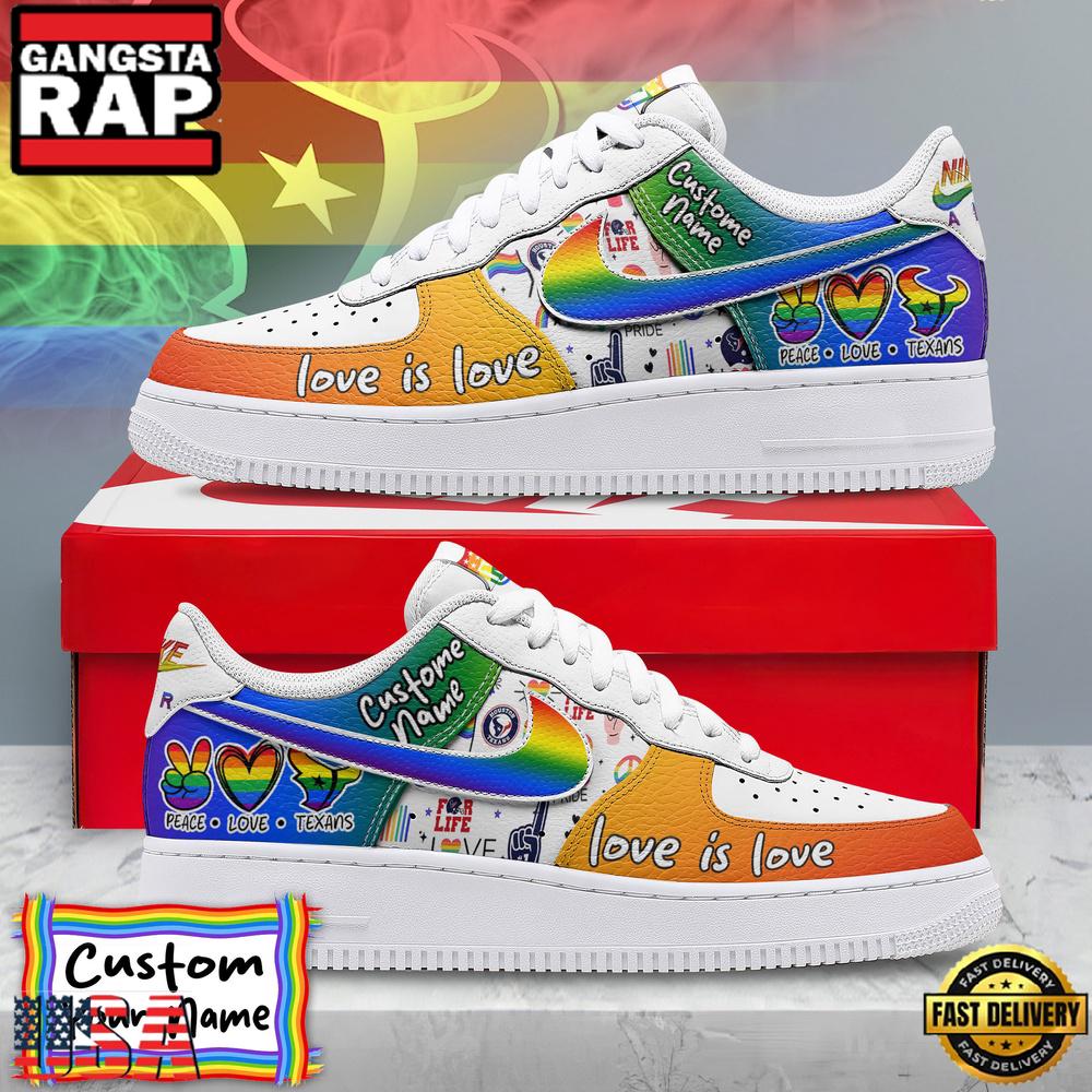 Custom Name Houston Texans NFL Team Air Force 1 Shoes For Fans