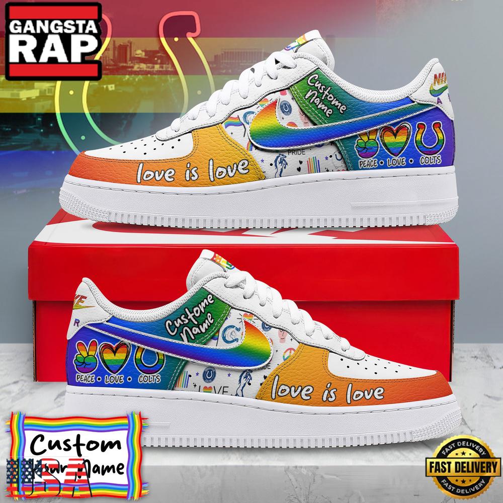 Custom Name Indianapolis Colts NFL Team Air Force 1 Shoes For Fans