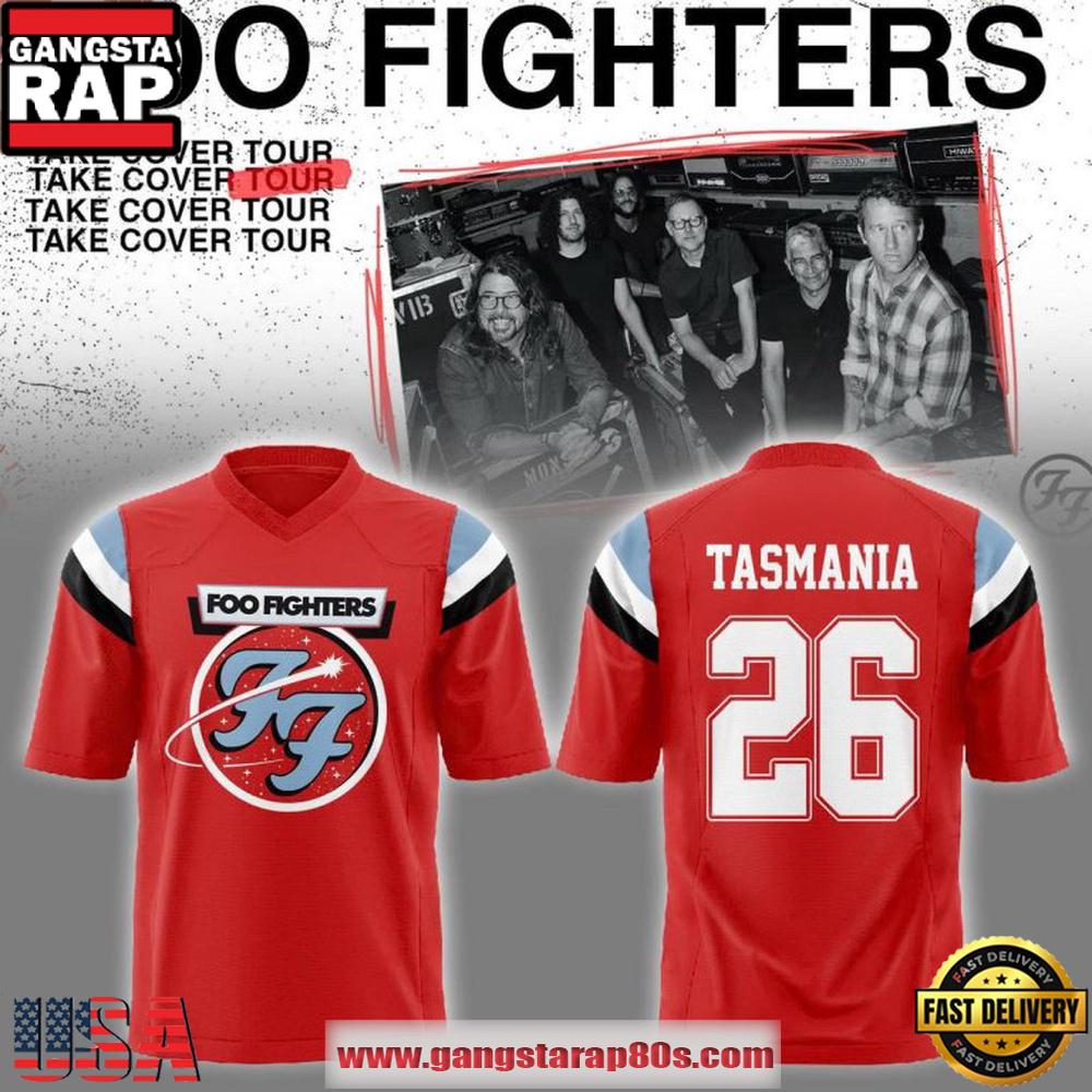 Foo Fighters 2026 Take Cover Tour Personalized Red Football Jersey