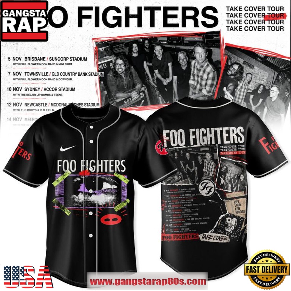Foo Fighters AU-NZ Take Cover Tour 2026 Baseball Jersey