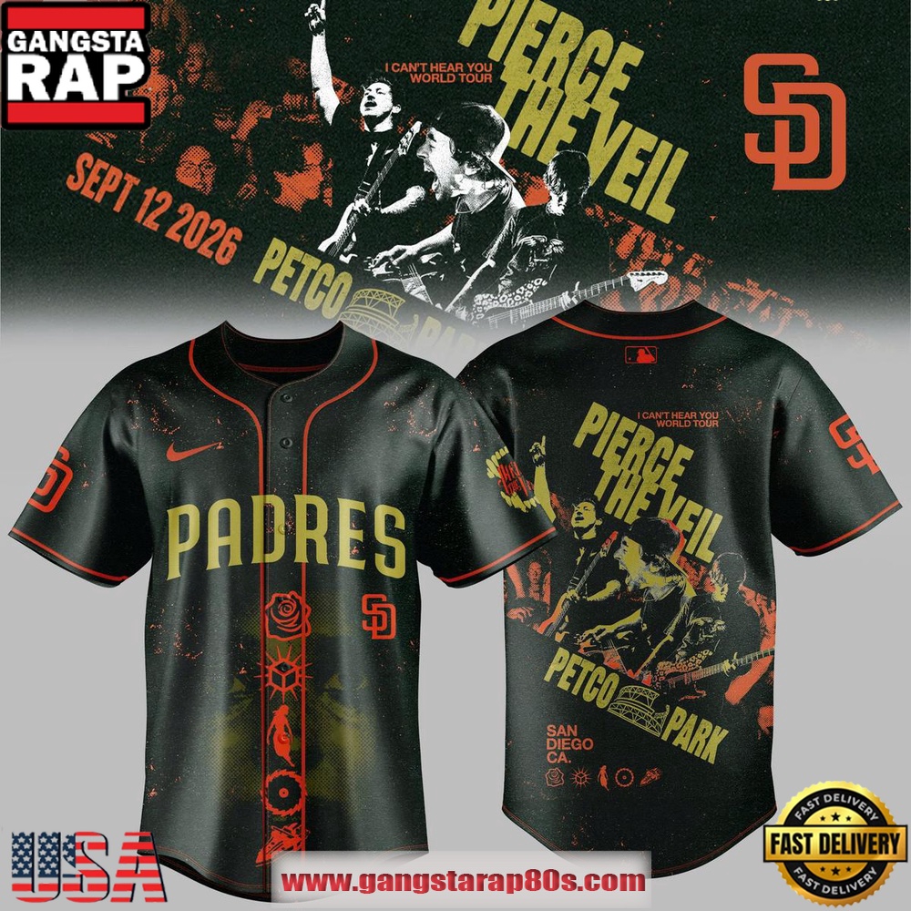 I Can’t Hear You World Tour 2026 San Diego Padres x Pierce The Veil Baseball Jersey