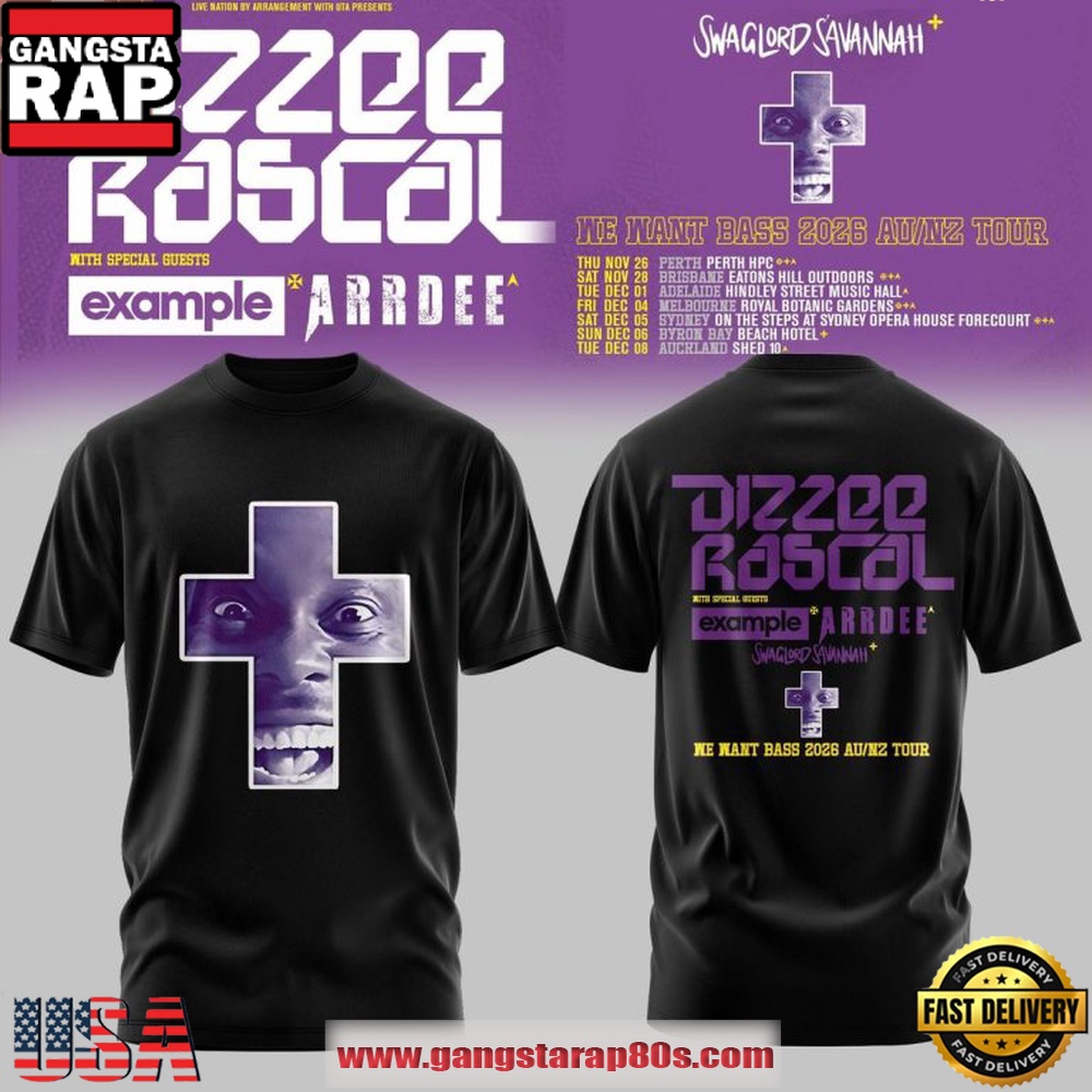 izzee Rascal We Want Bass AU-NZ Tour 2026 T Shirt izzee Rascal We Want Bass AU-NZ Tour 2026 T Shirt