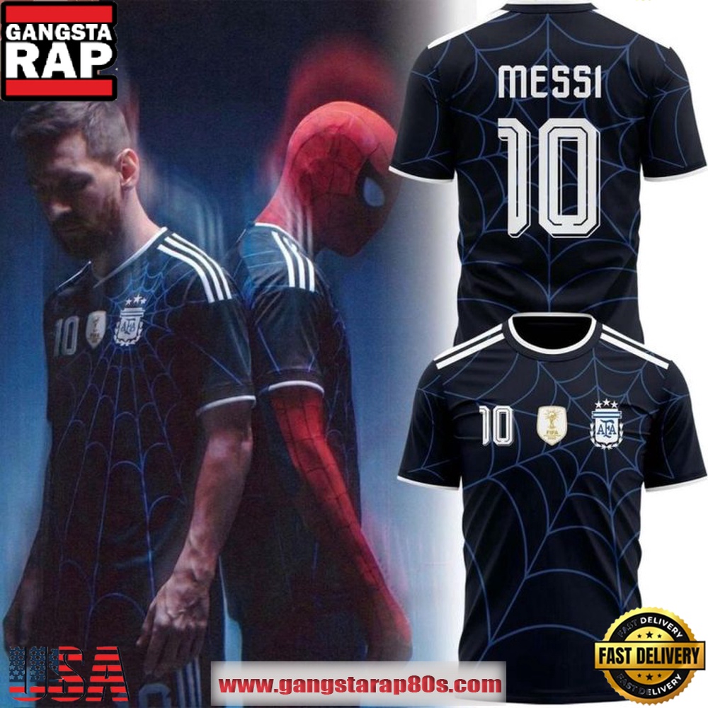 Lionel Messi #10 Argentina National Soccer x Spiderman 2026 T-Shirt Lionel Messi #10 Argentina National Soccer x Spiderman 2026 T-Shirt