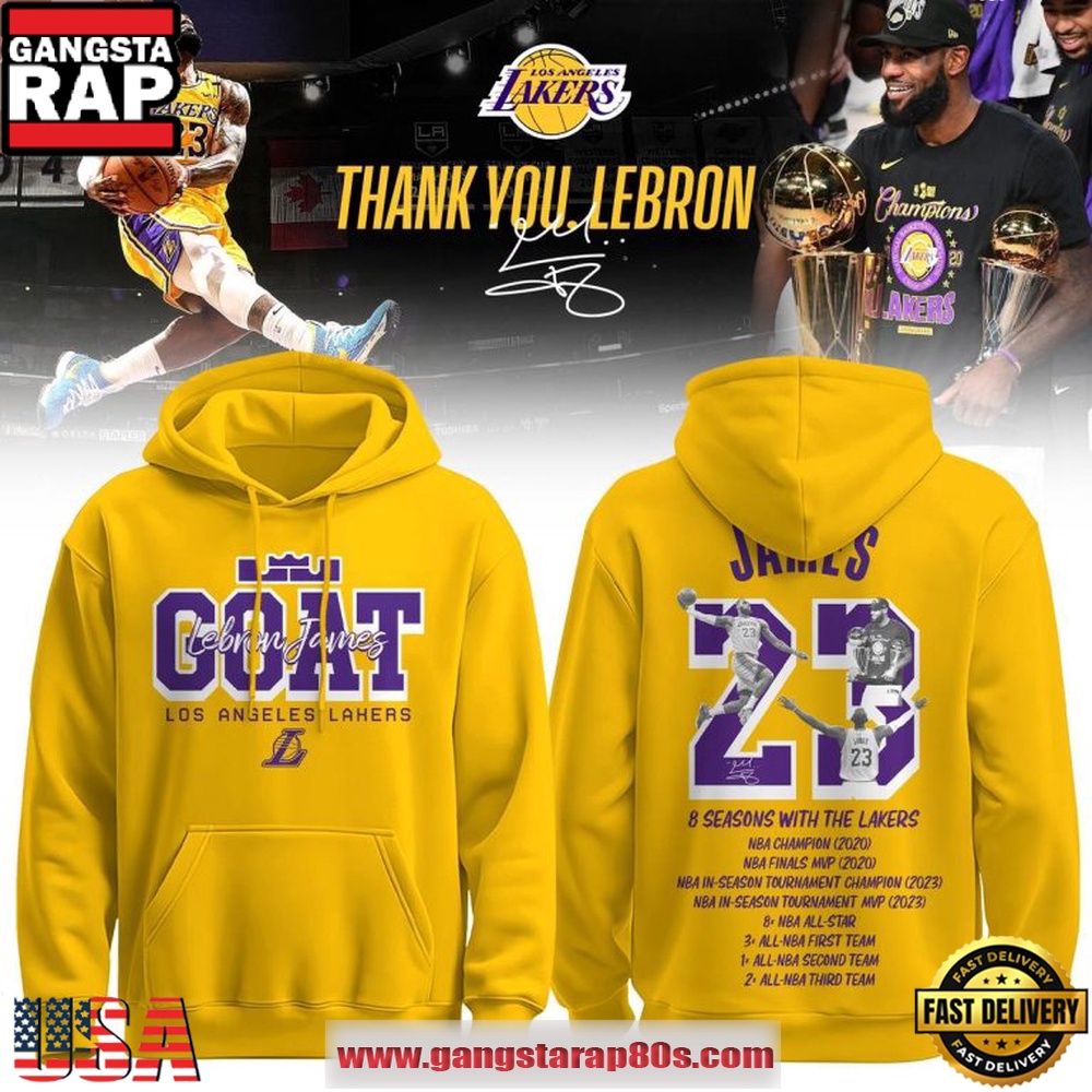 Los Angeles Lakers LeBron James GOAT 2026 Fan Hoodie