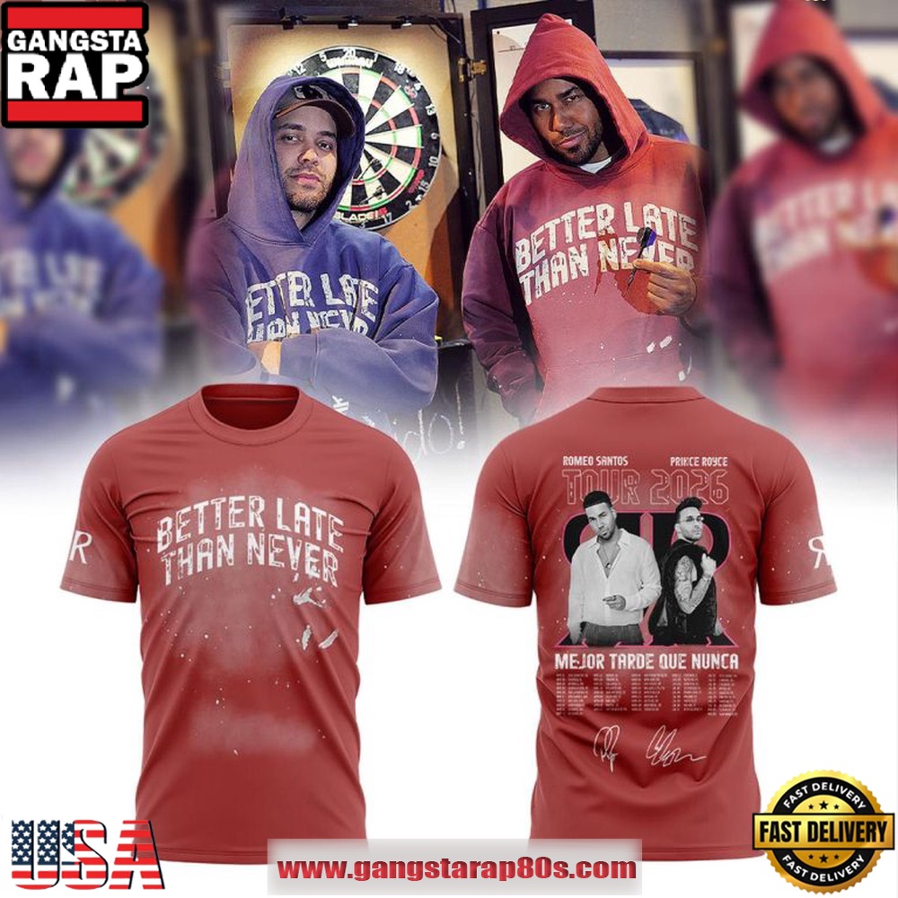 Romeo Santos and Prince Royce Better Late Than Never 2026 Tour All Over Print T Shirt Romeo Santos and Prince Royce Better Late Than Never 2026 Tour All Over Print T Shirt
