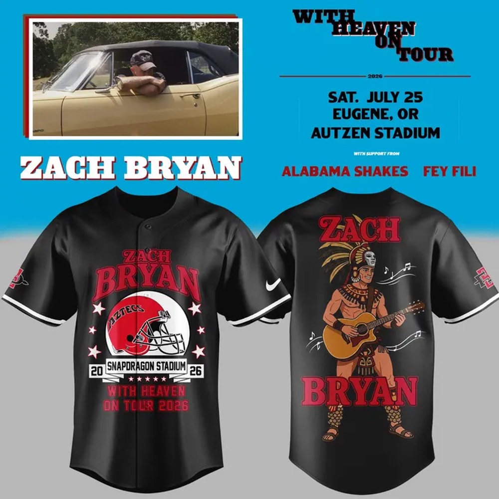 Zach Bryan x San Diego State Football With Heaven On Tour 2026 Limited Edition Baseball Jersey , Music Fans Jersey Shirt Zach Bryan x San Diego State Football With Heaven On Tour 2026 Limited Edition Baseball Jersey , Music Fans Jersey Shirt