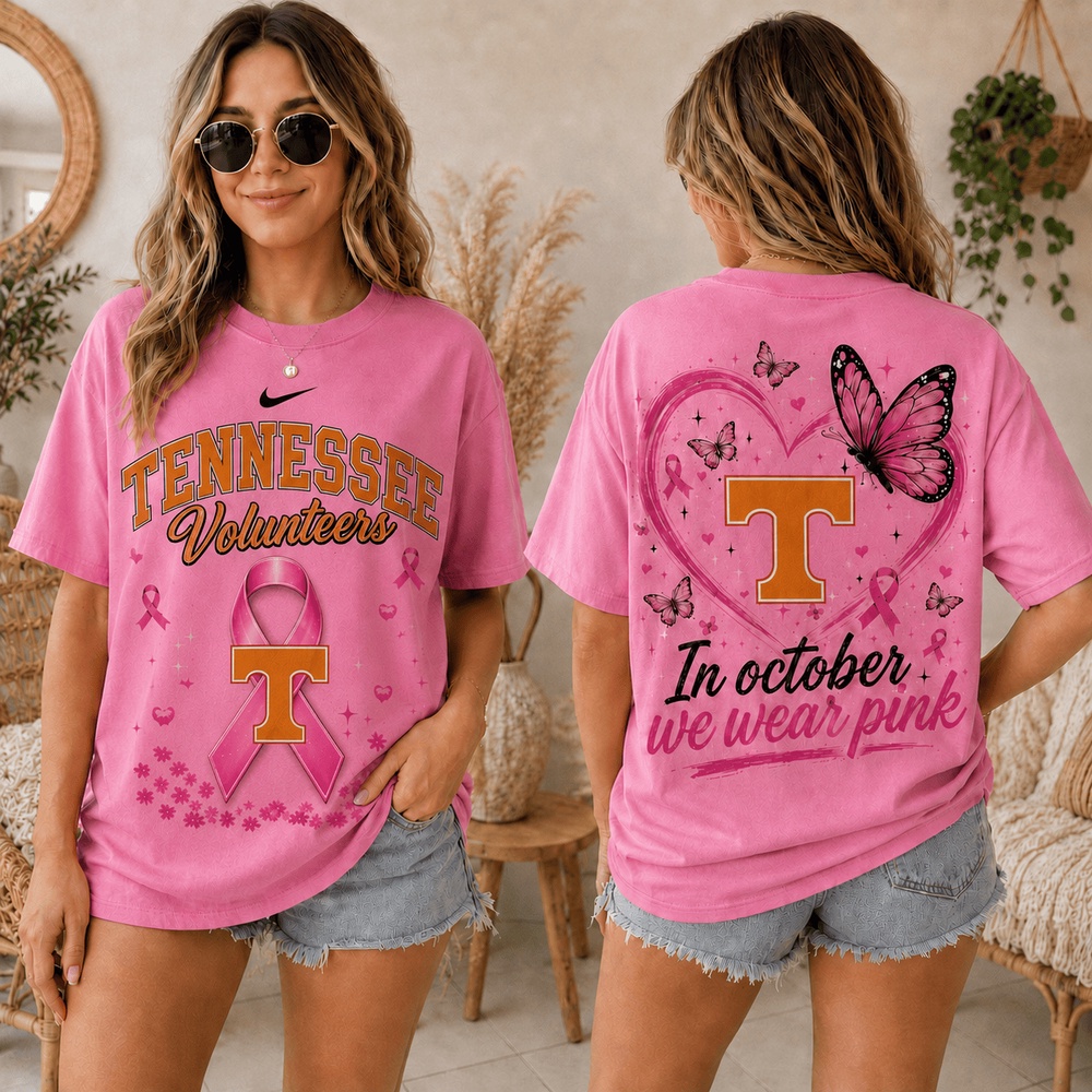 Tennessee Volunteers 2026 NCAA Pink October Breast Cancer Awareness Fan Pride Unisex T Shirt , NCAA 3D Shirt Tennessee Volunteers 2026 Ncaa Pink October Breast Cancer Awareness Fan Pride Unisex T Shirt