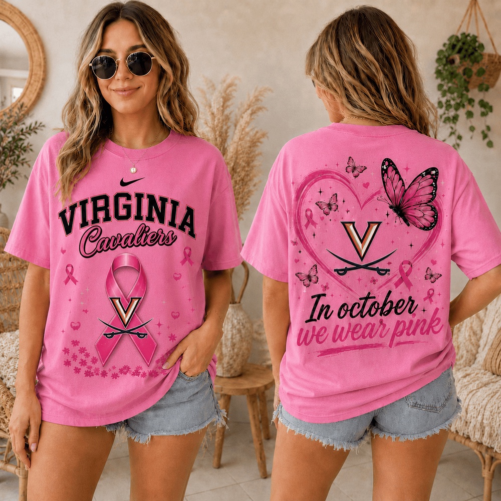 Virginia Cavaliers 2026 NCAA Pink October Breast Cancer Awareness Fan Pride Unisex T Shirt , NCAA 3D Shirt Virginia Cavaliers 2026 Ncaa Pink October Breast Cancer Awareness Fan Pride Unisex T Shirt